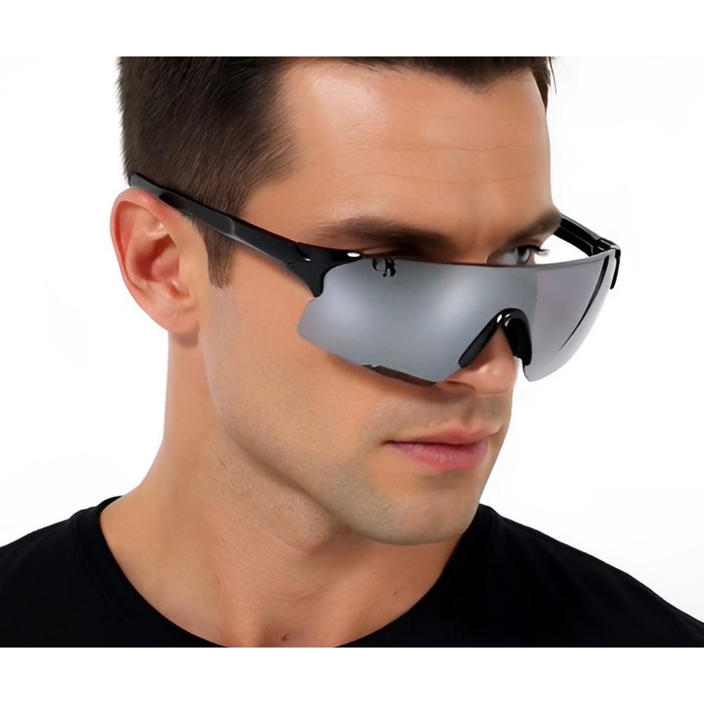 Sport Sunglasses Fishing Beach Shades Mens‎ Silver Mirror Reflective Lens Gafas